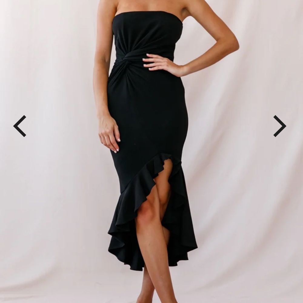 Prom Queen Bandeau Midi Dress Black